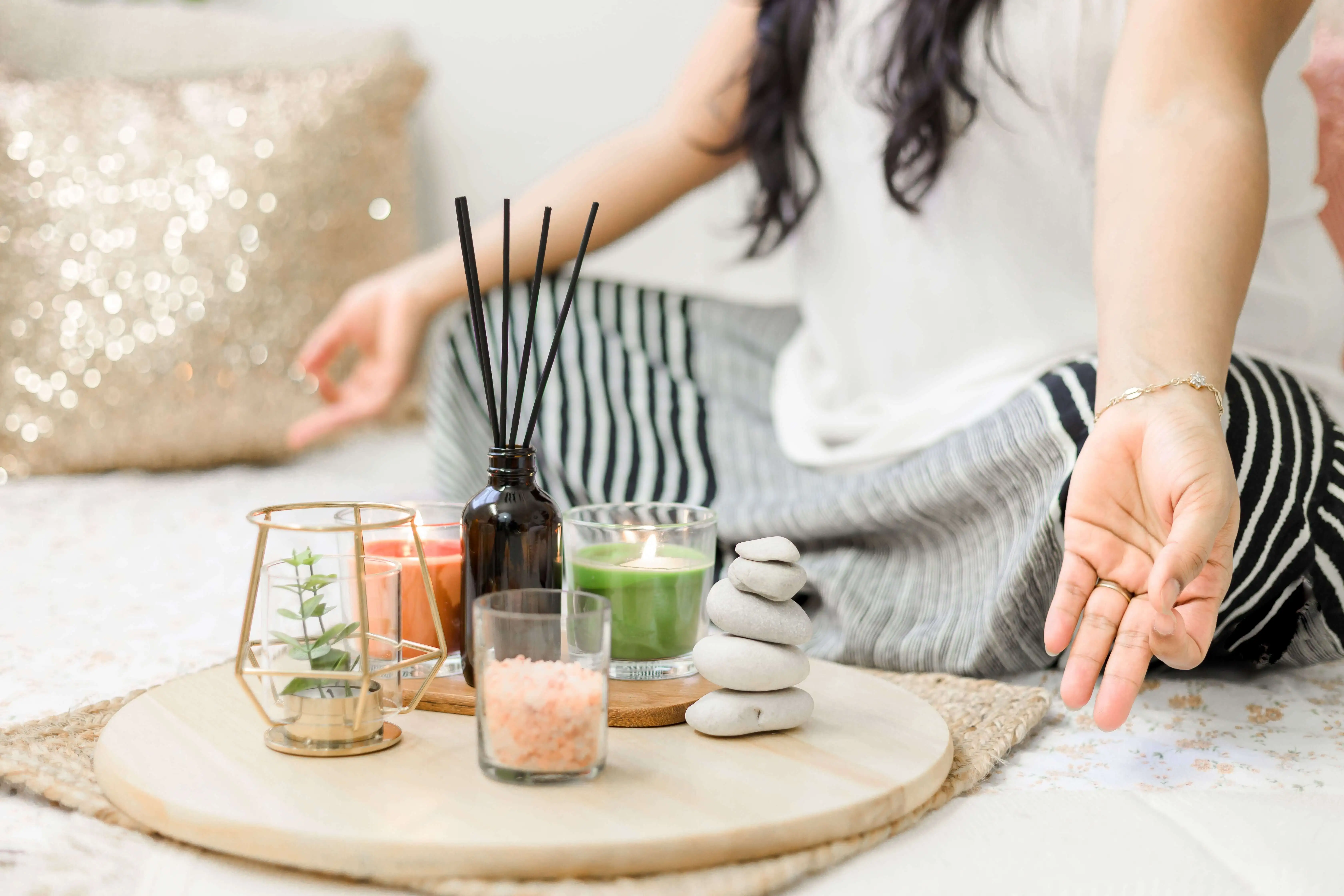 Woman sitting in meditation position